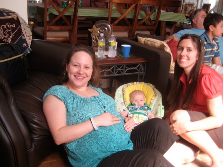 And here's 2 and a half month old Christopher John between his aunt Lauren (left) and his mother, Tina. 